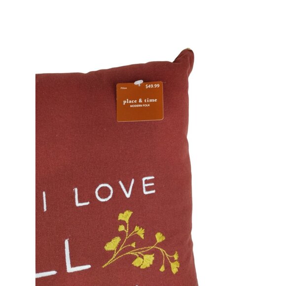Place & Time I Think I Love Fall Most of All Embroidered Throw Pillow New - Picture 5 of 7